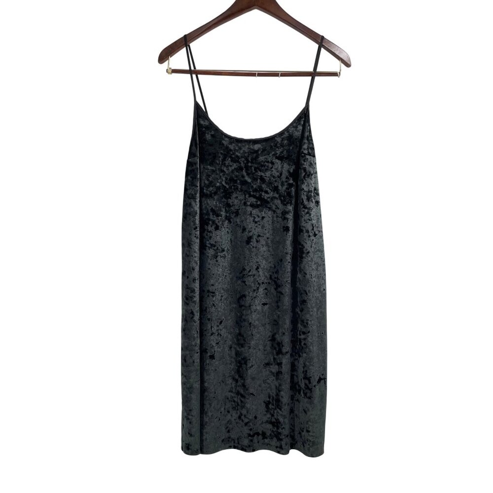 Victoria’s Secret Womens M/L Crushed Velvet Slip Dress Nightie Black Soft Luxe